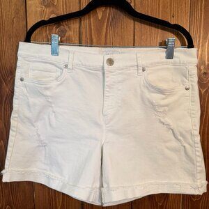 Loft White Distressed Jean Shorts Size 10